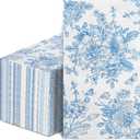 NatNarr 100 Pcs Blue Floral Guest Napkins Disposable Hand Towels for Bathroom Blue and White Paper Napkins Decorative Toile Napkin Chinoiserie Napkin for Wedding, Bridal & Baby Shower, Tea Party