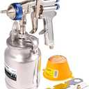 Dynastus 33 oz Siphon Feed Spray Gun - 2.5mm Nozzle for Spraying Oil-Based or Latex Paints, with Filtering and Cleaning Kits