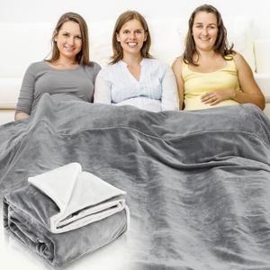 Preboun 86.6 x 86.6 Inch Large Faraday Blanket for Protection Pregnant Babies, Emf Blocker Blanket Two Sides Using for Beds Couches Travel (Flannel, Grey)