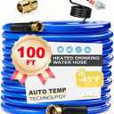 100FT Heated Water Hose for RV,Heated Drinking Water Hose with Thermostat,Lead and BPA Free,1/2" Inner Diameter,Temperatures Down to -40F Self-Regulating,Blue Appearance Auto Accessory