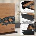 FINDKING Magnetic Knife Block, Double-Sided Knife Holder with Strong Magnets, Acacia Wood and Black White Resin, Countertop Kitchen Knife Storage Stand (12 10 Inches, Without Knives)
