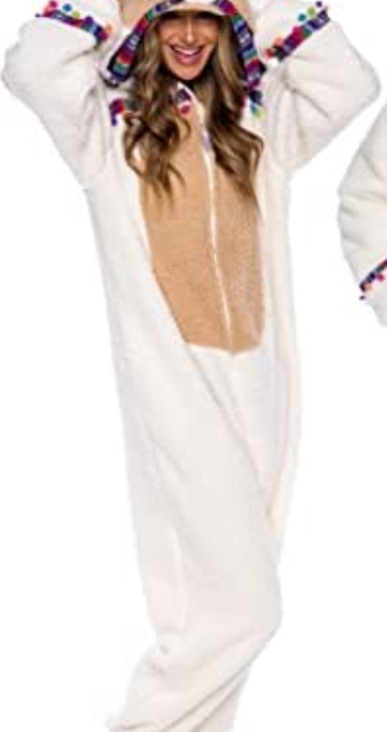 Funziez! Slim Fit Sherpa Adult Onesie - Animal Halloween Costume - Plush One Piece Cosplay Suit for Women and Men, S