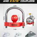 RETRUE Keyed Alike Trailer Lock Set Tow & Store Lock Kit Include Universal Coupler Lock & Dual Hitch Receiver Pin Lock & Trailer Tongue Lock, Red