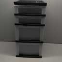 IRIS USA Plastic Drawer Storage Organizer Rolling Cart, with Wheels Casters, 4-Drawers, for Classroom Art Craft Supplies Dresser Closet Bathroom Laundry Room, Black/Pearl