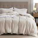Bedsure Cotton Duvet Cover Queen Size - Waffle Weave Boho Textured Duvet Cover Set, Soft and Breathable Cookie Pattern Bedding Set for All Seasons (Beige, Queen, 90"x90")
