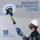 Drywall Sander, 2025 Upgraded 8-Amp Popcorn Ceiling Removal Tool with 7 Variable Speed 800-1800RPM, Drywall Sander with Vacuum Dust Collector with Extendable Handle, LED Light,12pcs Sanding Discs, Blue