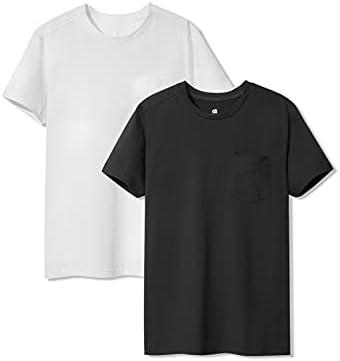 DAVID ARCHY Men's Undershirt with Pocket, Soft Cotton T-Shirt, Moistrue-Wicking Tee 2 Pack, Size: M