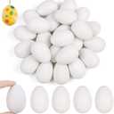 DIYASY Easter White Fake Eggs,30 Pcs Plastic Egg with Ribbon for Kids Craft Making and Easter Tree Ornaments