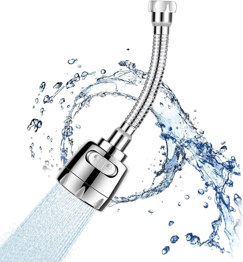 Sink Faucet Attachment, Movable Kithchen Faucet Head 360 Rotatable Faucet Sprayer Head Replacement Water Saving Faucet Extender,Anti -Splash,3 Modes, Chrome Faucet Head for Kitchen and Bathroom
