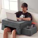 Reading Pillow for Adult, Lap Desk Pillow with Coaster, Arm Rest Pillow, Memory Foam Bed Rest Pillows Working, Reading Playing, Crocheting in Bed Floor Sofa(Grey) (Medium)