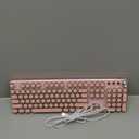 EWEADN Typewriter Style Mechanical Gaming Keyboard, Wired Mechanical Keyboards,104 Keys Backlit LED Keyboards, Media Control Knob, Wired Computer Keyboard White Switch for Windows/Mac/PC-Dark Pink