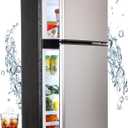 Mini Fridge with Freezer 3.2 Cu. Ft. Small Refrigerator with Freezer, 2 Door Dorm Fridge with Adjustable Thermostat & Shelves, Small Fridge for Apartment, College Dorm, Office, RV, Home, Silver