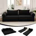 MeMoreCool Convertible Sofa Bed, Folding Floor Couch Bed Queen, Pull Out Sleeper Couch with Pillows, Fold Out Futon Sofa for Bedroom Living Room Small Space, Corduroy Black