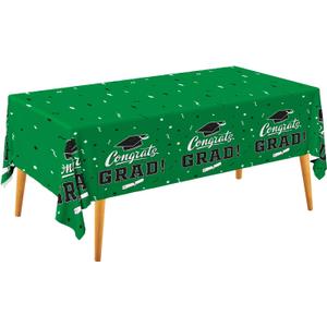 Gatherfun Graduation Party Decorations, Gongrats Grad Tablecover for Graduation Party Supplies, 3 pcs Green Table Cloths, 54"x108"