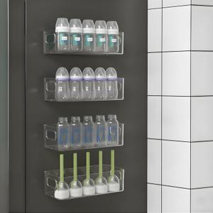 MGY 4Pack Clear Magnetic Baby Bottle Organizer for Refrigerator, Space-Saving Storage for Baby Bottles,Bottle Organizer for kitchen