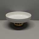 Ceramic Fruit Bowl,11-Inch Large Decorative Bowls,White Pedestal Tray and Gold Base, Fruit Bowl for Kitchen Counter, Bread and Fruit Trays,Salad or Dessert Display Trays for Parties. (XL)