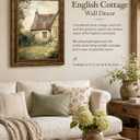 Vintage Gold Framed Wall Art English Cottage House Wall Decor Painting Rustic Farmhouse Landscape Artwork for Living Room Bedroom Home Decor 16×24 Inch