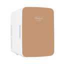 Cooluli 10L Mini Fridge for Bedroom - Car, Office Desk & College Dorm Room - 12v Portable Cooler & Warmer for Food, Drinks, Skincare, Beauty & Makeup - AC/DC Small Refrigerator with Glass Front, Gold