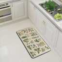 Kawani Floral Herbs Kitchen Rugs Floor Mat Anti Fatigue Washable Sage Leaves Door Mats for Home & Kitchen & Office Wild Plant Decor Memory Foam Mat Non-Skid 39x20inch