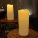 NURADA Large Outdoor Flameless Candles 12" x 5" - Waterproof LED Pillar Flickering Candle Battery Operated with Timer Remote Control for Patio Porch Lanterns Decor - Long Lasting Set of 2 (Ivory White)
