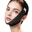 V-Line Sculpting Face Mask Silicone Chin Strap for Jawline Tightening & Double Chin Reduction (23-27 Inches) Black