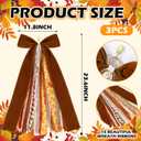 3 Pack Thanksgiving Assorted Ribbon Bow for Wreath Large Fall Clip-on Wreaths Ribbon Tree Topper Bow Decorative Wreath Sash Bundle for Front Door Thanksgiving Party Yard Porch Ornament Decor