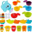 Baby Bath Toys for Kids Ages 1-3, 16 PCS Mold Free Bath Toys for Toddlers with Floating Boats,Watering Can,Water Cup Set& Bath Spoons, Bathtub Water Pool Toys for Babies and Toddlers (#2)