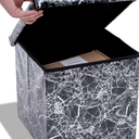 Dawhud Direct Footstool with Storage - Elegant Black Marble Look, 15x15x15 inches - Space-Saving Ottomans with Storage and Extra Seating - Ideal for Clothes, Living Room, Bedroom, Dorm