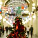 Blulu 10 Inches Green Christmas Star Tree Topper Xmas Tree Topper Glitter Tree-top Star for Christmas Decorations