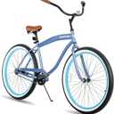 JOYSTAR 20" 24" 26" Beach Cruiser Bike for Girls, Boys, Mens and Womens, Single Speed Kids Cruiser Bikes with Coaster Brake, Multiple Colors (Blue)