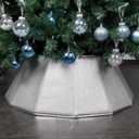 Blissun Fabric Christmas Tree Collar, Shiny Christmas Tree Ring, Willow Christmas Tree Skirt for Christmas Indoor Decorations (Shiny Silver)