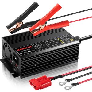 Ardroit 14.6V 30A Lithium Battery Charger, LiFePO4 Battery Charger AC-DC Smart Charger with Intelligent Trickle Charging, Cooling Fan, Switch, Dual Connection, Automatic Battery Maintainer