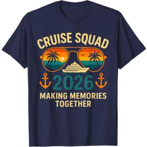 Cruise Squad 2026 Family Vacation Matching Group Summer T-Shirt, Small (Navy Blue)