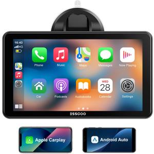 A-pple Carplay & Android Auto,7 Inches Carplay Screen for Car with Light-Sensitive, Siri & G-oogle Assistant Voice Control, Mirror Link, Bluetooth,Suitable for Various Models
