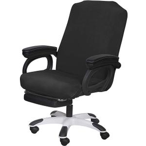 SARAFLORA Office Chair Cover- Large, Black- Removable Computer Cover for with Zipper Universal Rotating Desk High Back Seat Washable Protector Pets