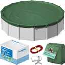 Yankee Emerald Series Pool Covers for Above Ground Pools | Round 24 ft Swimming Pool Cover w/Steel-Core Cable, Winch for Winterization | 9 mil Medium-Thickness for Off-Season, On-Season Protection