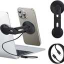 MAGDIGITEH Laptop Phone Holder, Magnetic Phone Stand 15W Fast Wireless Charger for MagSafe for iPhone 16/15/14/13/12 & All Phones for Tesla (Black)