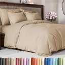 Duvet Cover Queen Size Set - Extra Soft Queen Duvet Cover 90" x 90" with 2 Pillow Shams - Hotel Luxury, Easy Care and Fade Free w/ Zipper Closures & Ties - All Season, Comfy, Cozy & Breathable (Cream)