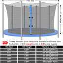 Trampoline Replacement 12 13 14 15 16 ft Trampoline Safety Net Round Frame Trampolines Enclosure Net Weather Resistant Trampoline Net with Double Headed Zippers, Net Only (8 Straight Poles, 12 FT)
