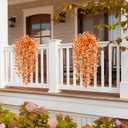 4Pcs Artificial Fall Flowers for Outdoors, UV Resistant Faux Mums Plants, Silk Fake Hanging Flowers for Autumn Porch Planter Patio Yard Garden Decor (Orange Yellow)