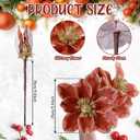 24 Pcs 5.9'' Large Christmas Magnolia Flower Artificial Glitter Velvet Christmas Tree Decoration Fold Xmas Ornaments for Tree Xmas Holiday Wedding Party New Year (Classic,Rose Gold)