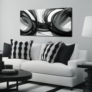 Abstract Canvas Wall Art for Office Bedroom Black and White Wall Decor, 40"L x 20"W