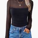 Avidlove Women Long Sleeve Bodysuit Turtle Neck Shapewear Body Suits Mesh One Piece Leotard Shirt Going Out Tops Fall Outfits Medium Black