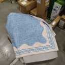 Scalloped Washable Rug 9x12 Area Rugs for Living Room, Solid Blue Rug for Bedroom Girls, Non Slip Throw Mat with Rubber Back, Soft Dorm Nursery 9x12 Carpet for Dining Room