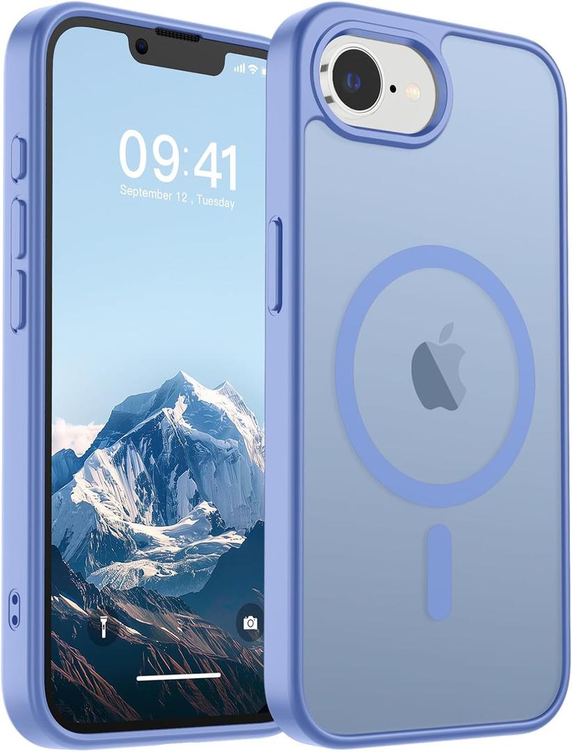 SUPFINE Magnetic for iPhone 17e Case/iPhone 16e Case (Compatible with MagSafe)(Military Grade Drop Protection) Slim Translucent Matte Shockproof with Anti-Fingerprint Phone Case,Blue Purple