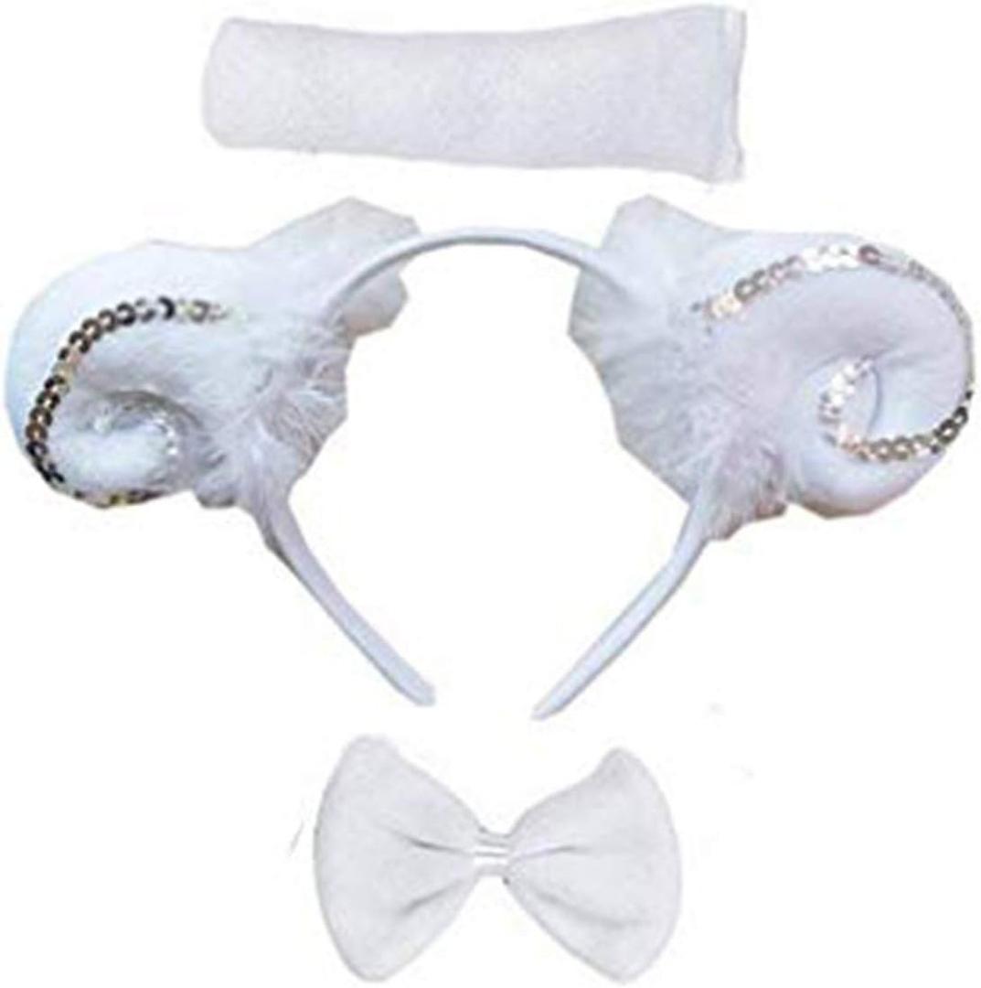Kirei Sui Kids White Silver Sheep Headband Bowtie Tail 3pcs Costume