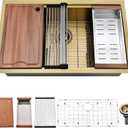 28 Inch Undermount Kitchen Sink Gold - 16 Gauge Gold Satainless Steel Kitchen Sink Undermount 28x18,10 Inch Deep Single Bowl Workstation Sinks with Accessories