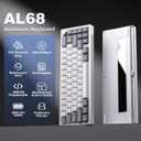 YUNZII AL68 Wireless Mechanical Keyboard,Full Aluminum CNC,60% Layout with Knob, QMK/VIA Software,Gasket Mounted,Hot Swappable,RGB Backlit,BT/2.4G/USB-C for Mac/Win (Silver, Cocoa Cream V2)