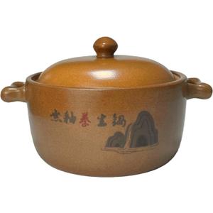 Handmade 4-Quart Natural Terracotta Clay Pot for Cooking,Internally Unglazed Cookware for Stews, Casseroles, Rice and Soups (Brown)