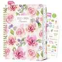 2025-2026 Planner Weekly and Monthly from July 2025 - June 2026, 6.5" x 8.8" A5 Academic Planner with Tabs for Women, Spiral Hardcover Agenda Notebook for School & Office Schedule, Pink Flower